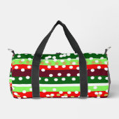 Red and Green Stripes Polka Dots Christmas  ダッフルバッグ (正面)