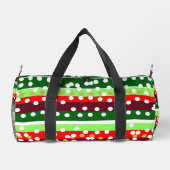 Red and Green Stripes Polka Dots Christmas  ダッフルバッグ (裏面)
