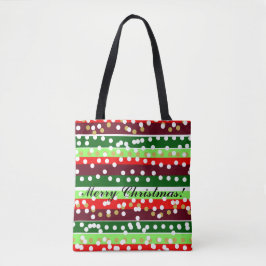 Red and Green Stripes Polka Dots Christmas  トートバッグ