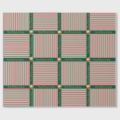Red and Green Stripped Wrapping Paper with Text ラッピングペーパー (フラット)