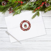 Red and Green Tartan Christmas Personalized ラウンドシール
