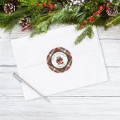 Red and Green Tartan Christmas Personalized ラウンドシール