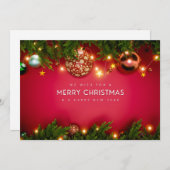 Red and Green Traditional Merry Christmas シーズンカード (正面/裏面)