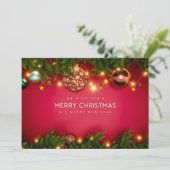 Red and Green Traditional Merry Christmas シーズンカード (スタンド正面)