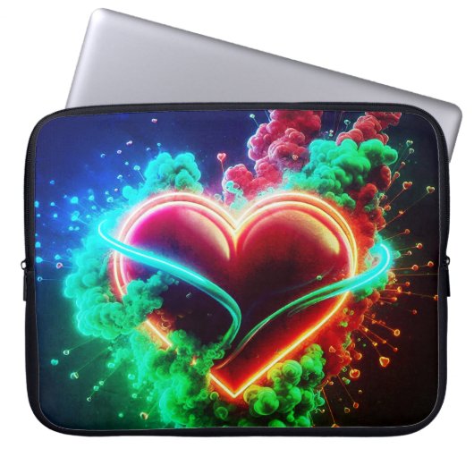 Red and Green Valentine Heart on Electronics Bag ラップトップスリーブ (正面)
