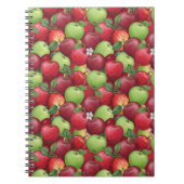 Red and Green Watercolor Apple Pattern ノートブック (正面)