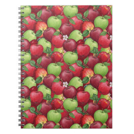 Red and Green Watercolor Apple Pattern ノートブック