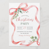 Red and Green Watercolor Christmas Party 招待状 (正面)