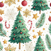 Red and green watercolor Christmas trees chic フリースブランケット