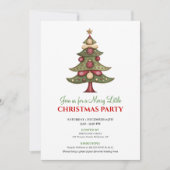 Red and green whimsical Christmas tree invitation 招待状 (正面)