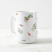 Red And Green Winter Berries & Leaves Illustration コーヒーマグカップ (正面左)