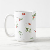 Red And Green Winter Berries & Leaves Illustration コーヒーマグカップ (左)