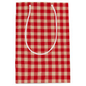 Red and Kraft Country Gingham Christmas  ミディアムペーパーバッグ (正面)