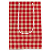 Red and Kraft Country Gingham Christmas  ミディアムペーパーバッグ (裏面)