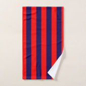 Red and Navy Blue Cabana Stripes  バスタオルセット (ハンドタオル)