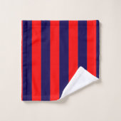 Red and Navy Blue Cabana Stripes  バスタオルセット (ウォッシュタオル)