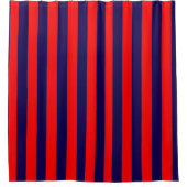 Red and Navy Blue Nautical Stripes  シャワーカーテン (正面)