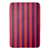 Red and Navy Blue Nautical Stripes  バスマット (正面縦)