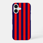 Red and Navy Blue Nautical Stripes  iPhone 16ケース (裏面)
