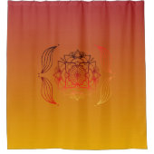 Red and Orange Floral Mandala Art シャワーカーテン (正面)