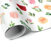 Red and Orange Flowers with Foliage Pattern ラッピングペーパー (ロールコーナー)