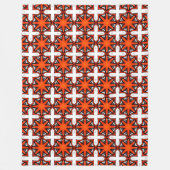 Red and orange geometric pattern  フリースブランケット (正面)