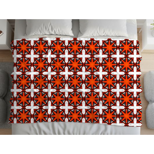 Red and orange geometric pattern  フリースブランケット