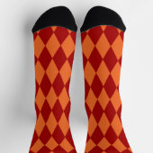 Red and Orange Harlequin Checkered Design  ソックス (上部)