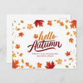 Red and Orange Hello Autumn Illustrative ポストカード (正面/裏面)