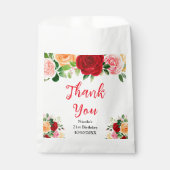 Red and Orange Roses Birthday Thank You フェイバーバッグ (正面)