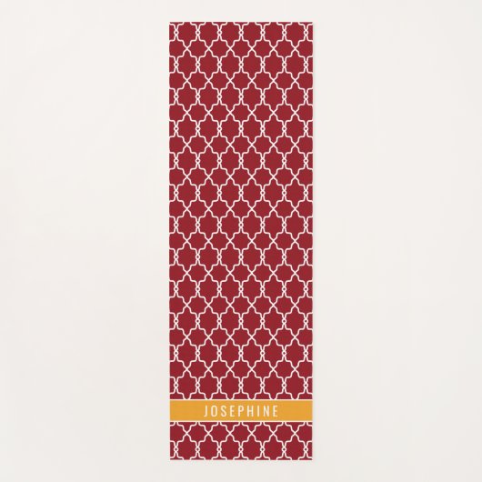 Red And Orange Trellis Pattern With Custom Name ヨガマット (正面)
