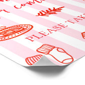 Red and Pink Baby Shower Thank you for coming Sign ポスター (角)