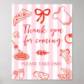 Red and Pink Baby Shower Thank you for coming Sign ポスター (正面)