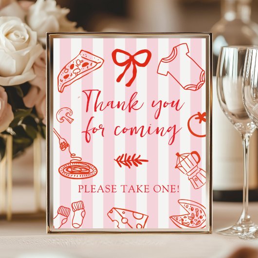 Red and Pink Baby Shower Thank you for coming Sign ポスター