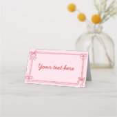 Red and Pink Bow Cake Birthday Party Food Tent プレイスカード (裏面)