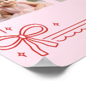 Red and Pink Bow Cake Birthday Photo Milestone ポスター (角)