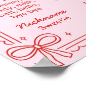 Red and Pink Bow Cake First Year Milestone Photo ポスター (角)