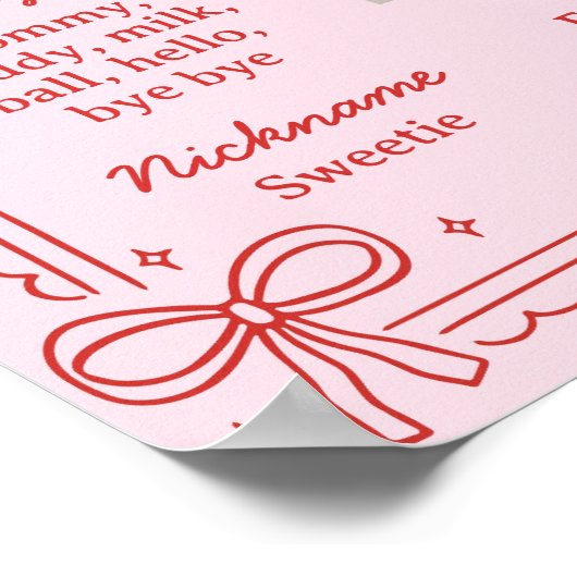 Red and Pink Bow Cake First Year Milestone Photo ポスター (角)