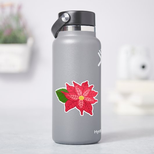 Red and Pink Christmas Poinsettia シール (HydroFlask)