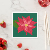 Red and Pink Christmas Poinsettia スタンダードカクテルナプキン (インサイチュ)