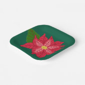 Red and Pink Christmas Poinsettia ペーパープレート (傾斜あり)