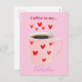 Red and Pink Coffee Love シーズンポストカード (正面/裏面)