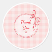 Red and Pink Coquette Thank You Circle Sticker ラウンドシール (正面)