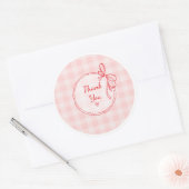 Red and Pink Coquette Thank You Circle Sticker ラウンドシール (封筒)