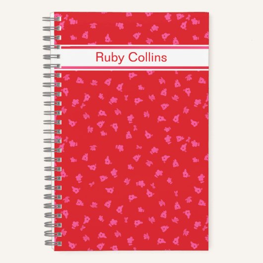 Red and Pink Ditsy Floral Notebook ノートブック (正面)