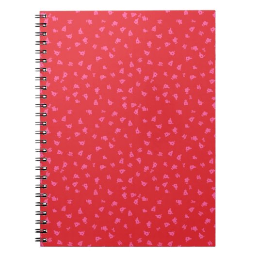 Red and Pink Flirty Ditsy Floral Plain Notebook ノートブック (正面)