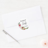 Red and Pink Floral Craft Articles Handmade ラウンドシール (封筒)