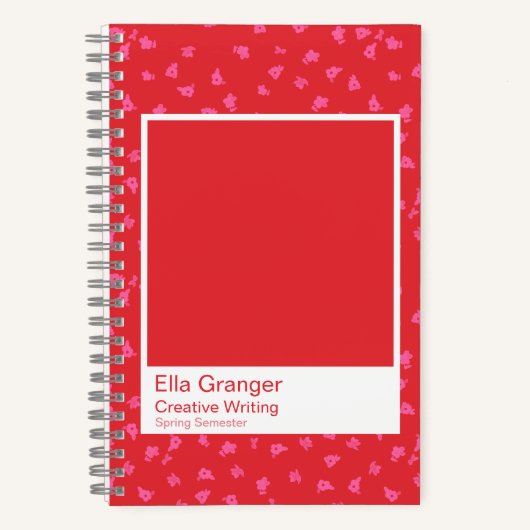 Red and Pink Floral Notebook ノートブック (正面)