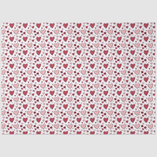 Red and Pink Hearts and Roses Doodle Art 薄葉紙 (正面)