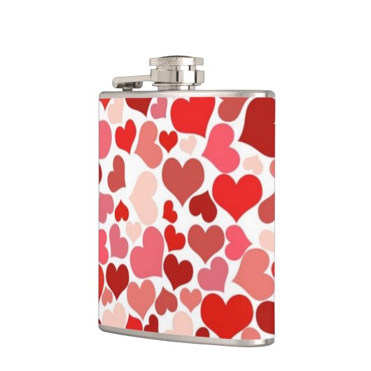 Red and Pink Hearts Mosaic Pattern フラスク (左)